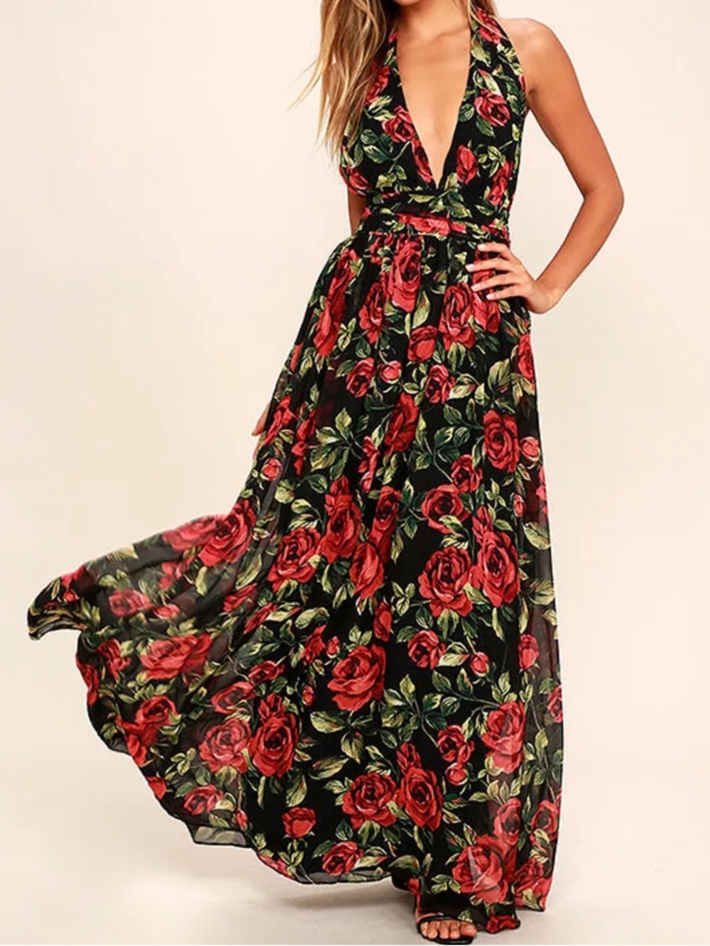 Plunge🌹Red Rose Gown